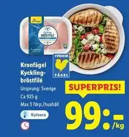 Lidl Kronfågel Kycklingbröstfilé erbjuda