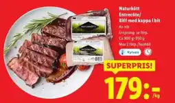 Lidl Naturkött Entrecôte/Biff med kappa i bit erbjuda