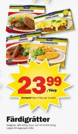 Pekås Färdigrätter, Medlemspris erbjuda