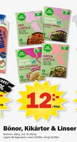 Pekås Bönor, Kikärtor & Linser, SEK 12 erbjuda