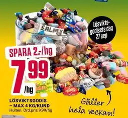 ÖoB LÖSVIKTSGODIS – MAX 4 KG/KUND, SEK 7.99 erbjuda