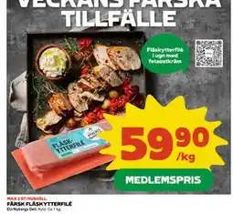 Coop Daglivs FÄRSK FLÄSKYTTERFILÉ, Medlemspris erbjuda