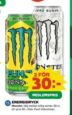 Coop Daglivs ENERGIDRYCK, Medlemspris erbjuda