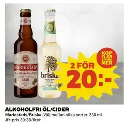 Coop Daglivs ALKOHOLFRI ÖL/CIDER, SEK 20 erbjuda