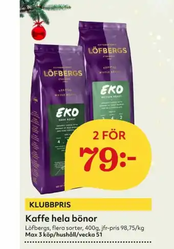Hemköp Löfbergs Lila Kaffebönor erbjuda