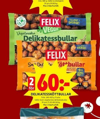 ICA Kvantum Felix Vegobullar erbjuda