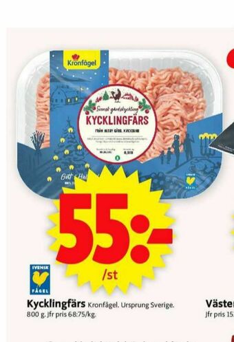 ICA Supermarket Kronfågel Kycklingfärs erbjuda