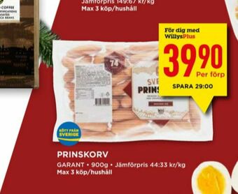 Willys Garant Prinskorv erbjuda