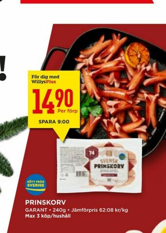 Willys Hemma Garant Prinskorv erbjuda