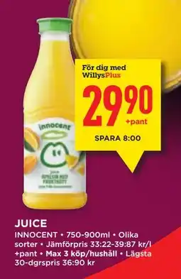 Willys JUICE, Medlemspris erbjuda
