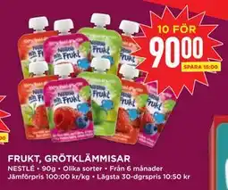 Willys FRUKT, GRÖTKLÄMMISAR, SEK 90 erbjuda