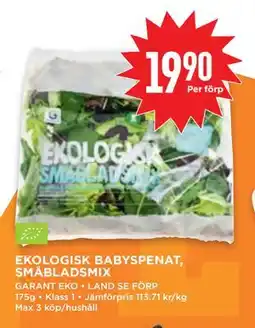 Willys EKOLOGISK BABYSPENAT, SMÅBLADSMIX, SEK 19.9 erbjuda