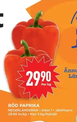 Willys RÖD PAPRIKA, SEK 29.9 erbjuda