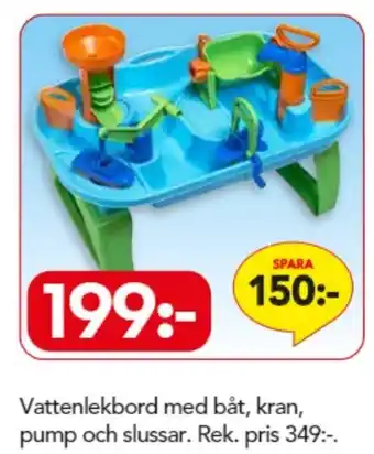 Bo Ohlsson Vattenlekbord med båt, kran, pump och slussar erbjuda