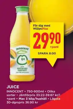 Willys Juice Innocent erbjuda