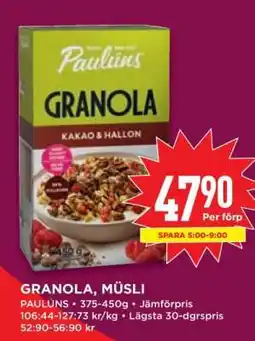 Willys Paulúns Granola, Müsli erbjuda