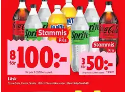 ICA Kvantum Läsk Coca-Cola, Fanta, Sprite erbjuda
