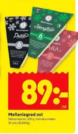 ICA Kvantum Skånemejerier Mellanlagrad ost erbjuda