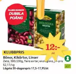 Hemköp ZETA Bönor, kikärtor, linser erbjuda
