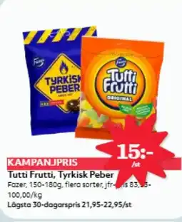 Hemköp FAZER Tutti frutti, tyrkisk peber erbjuda