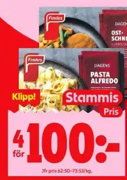 ICA Kvantum FINDUS Frysta enportionsrätter erbjuda