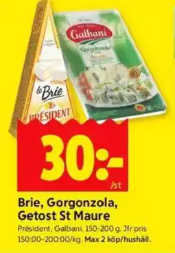 ICA Kvantum Brie, gorgonzola, getost st maure erbjuda