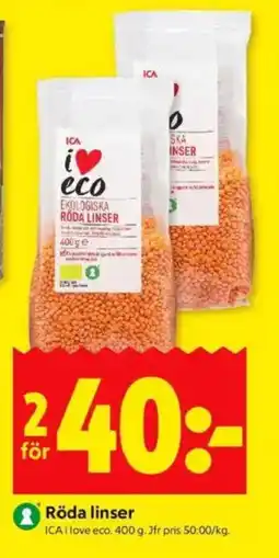 ICA Kvantum ICA Röda linser erbjuda