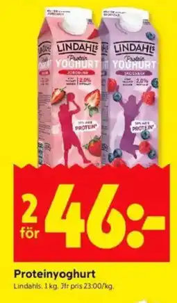ICA Kvantum LINDAHLS Proteinyoghurt erbjuda