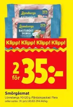 ICA Kvantum LÖNNEBERGA Smörgåsmat erbjuda