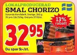 ICA Kvantum SORUNDA KORVFABRIK Smal chorizo erbjuda