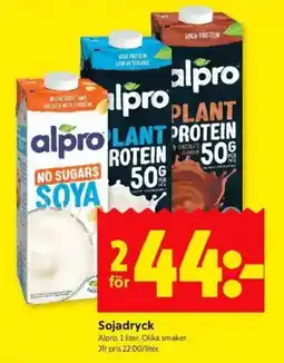 ICA Kvantum ALPRO Sojadryck erbjuda