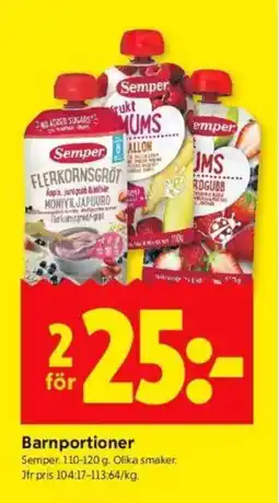 ICA Kvantum SEMPER Barnportioner erbjuda