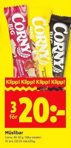 ICA Kvantum CORNY Müslibar erbjuda