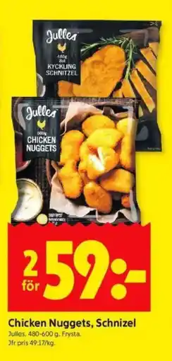 ICA Kvantum JULLES Chicken nuggets, schnizel erbjuda