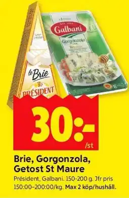 ICA Supermarket BRIE, GORGONZOLA, GETOST ST MAURE erbjuda