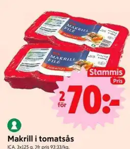 ICA Supermarket Makrill i tomatsås erbjuda