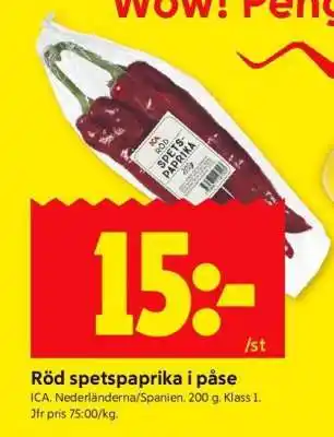 ICA Supermarket Röd Spetspaprika i Påse erbjuda