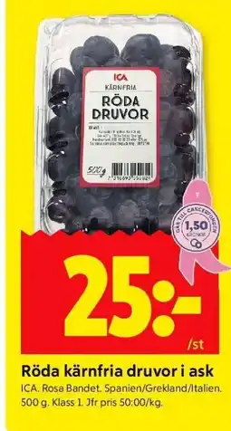 ICA Supermarket RÖDA KÄRNFRIA DRUVOR I ASK erbjuda