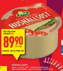 Willys Hemma HUSHÅLLSOST, Medlemspris erbjuda