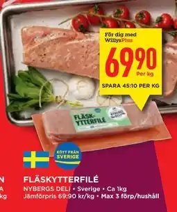 Willys Hemma FLÄSKYTTERFILÉ, Medlemspris erbjuda