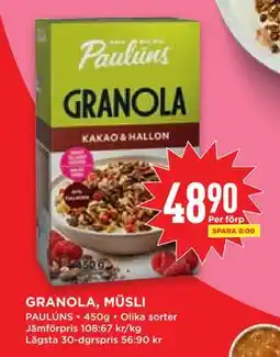 Willys Hemma GRANOLA, MÜSLI, SEK 48.9 erbjuda