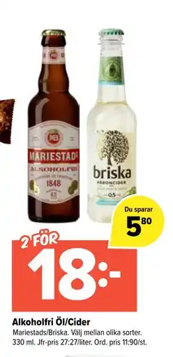 Coop Extra Alkoholfri Öl/Cider, SEK 18 erbjuda