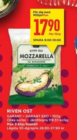 Willys Hemma RIVEN OST, Medlemspris erbjuda