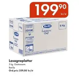 Snabbgross BARILLA Lasagneplattor erbjuda
