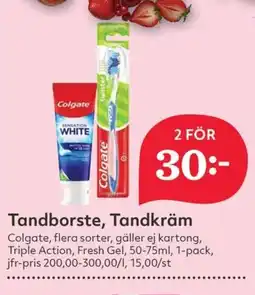 Hemköp COLGATE Tandborste, tandkräm erbjuda