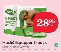 Hemköp SERLA Hushållspapper 3-pack erbjuda