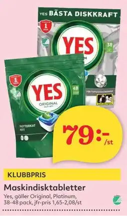 Hemköp YES Maskindisktabletter erbjuda