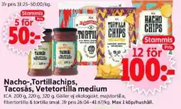 ICA Supermarket ICA Nacho-,tortillachips, tacosås, vetetortilla medium erbjuda