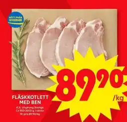 ICA Supermarket Fläskkotlett med ben erbjuda
