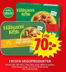 ICA Supermarket HÄLSANS KÖK Frysta vegoprodukter erbjuda